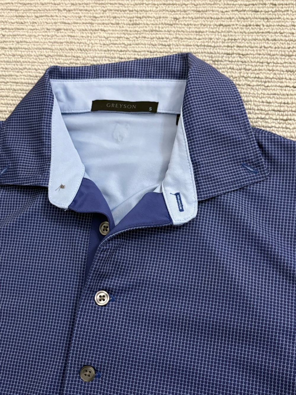 Greyson Men's Navy Grid Polo